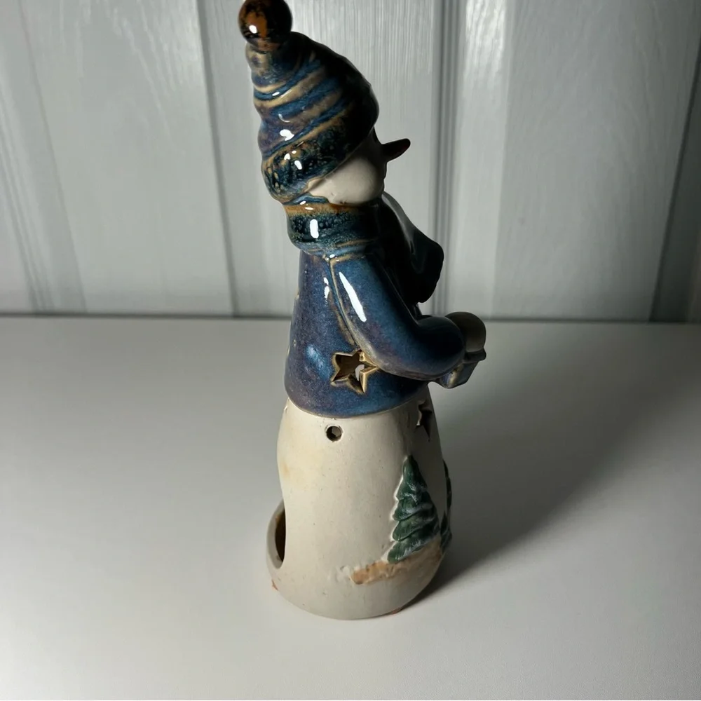 Precious Snowman Votive Candle Holder Blue Hat‎